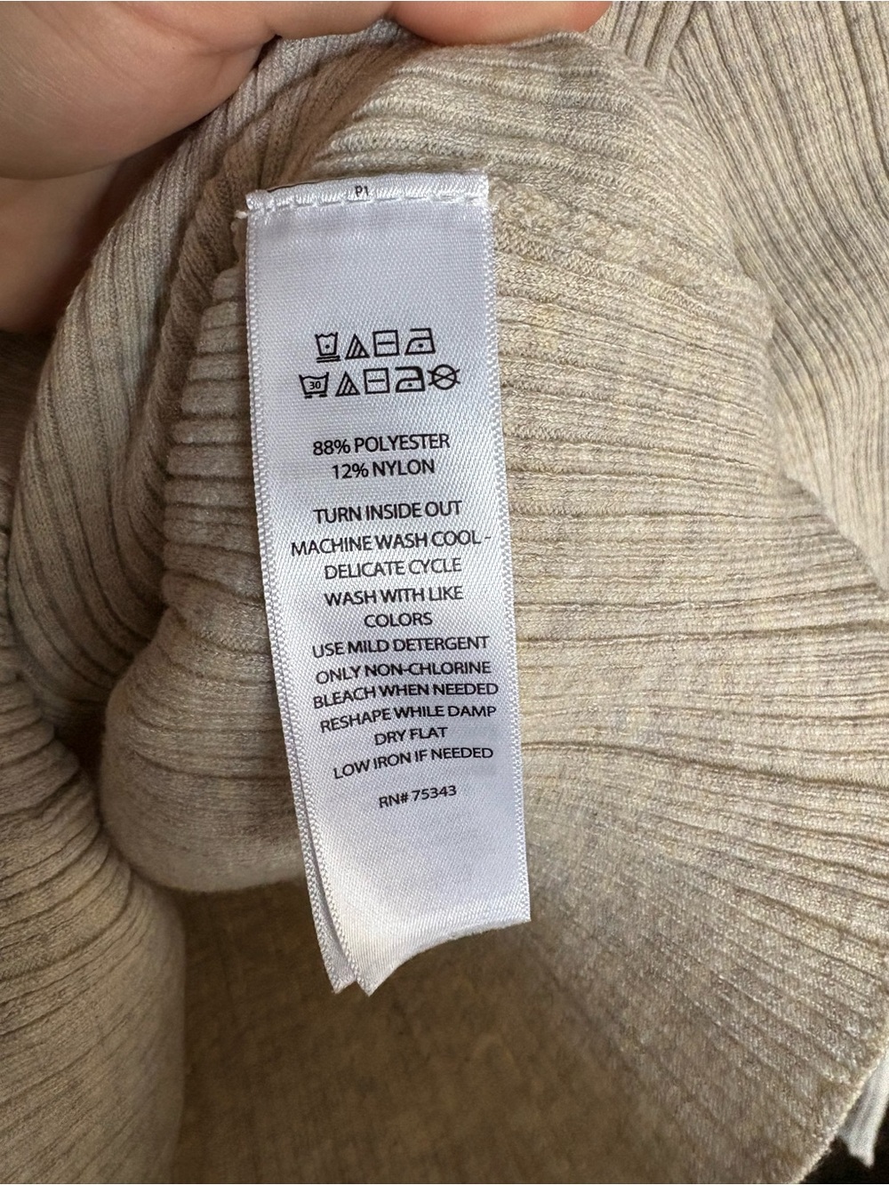William Rast Ribbed Zip Front Sweater Top Beige Y2K Quiet Luxury Small - Picture 5 of 6